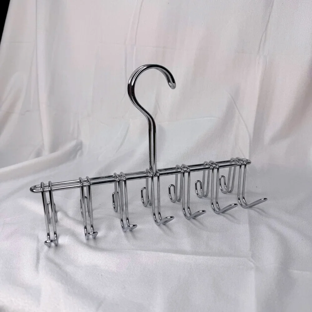 Chrome Belt and Tie Rack Organizer 14 Hook Metal Closet Hanger Silver